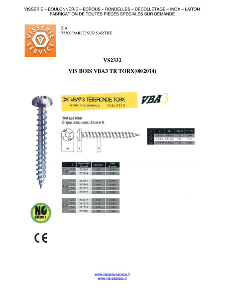 1 x VBA3 Tête ronde TR TORX 3X15 TORX T10 Acier zingué microvis