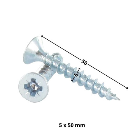 1 x VBA Vis bois agglo Premium Tête fraisée Pozi N°2 5X50 Acier zingué
