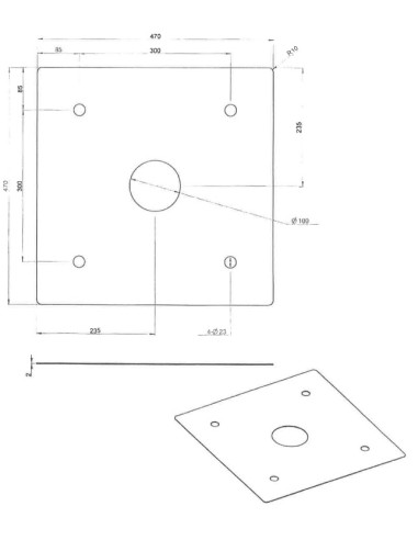 1 x Plaque perforée 470X470X2 5 Trous Acier zingué