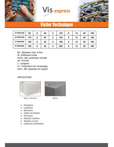 1 x Vis béton Tête hexagonale TH Rondelle...