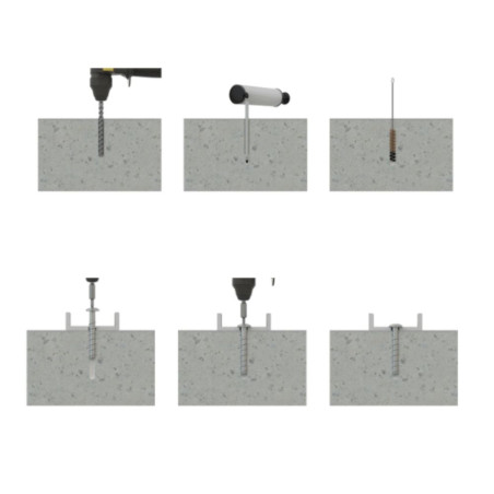 1 x Vis béton Tête Bombée TORX TORX T30 6X50 Acier zingué