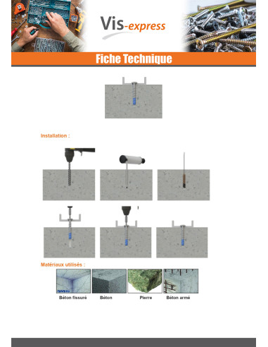 1 x Vis béton Tête Bombée TORX TORX T30 6X60...