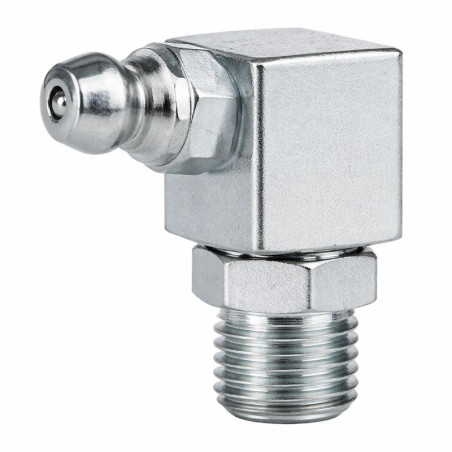 1 x Graisseur coude 90° Carré M10 Pas de 100 Acier zingué