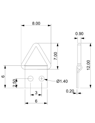 1 x Attache triangulaire pour tableau 6MM Acier...