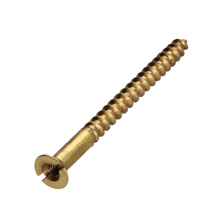 1 x Vis bois Laiton 6X80 Percée et taraudée M3 Pas de 60