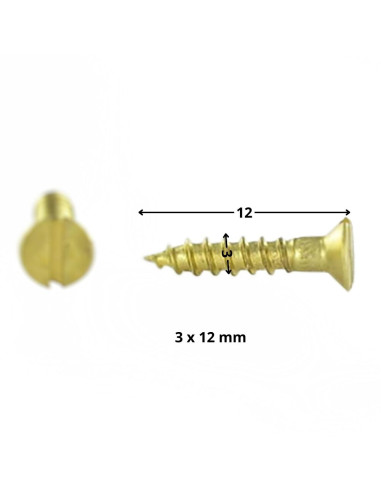 1 x Vis bois Laiton Tête fraisée Fendue 3X12...