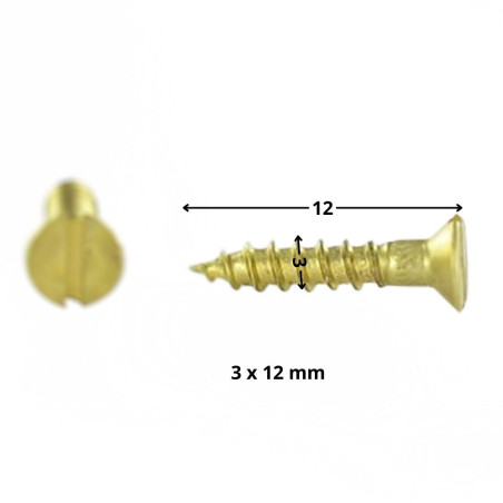 1 x Vis bois Laiton Tête fraisée Fendue 3X12 microvis