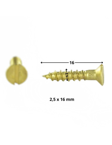 1 x Vis bois Laiton Tête fraisée Fendue 2.5X16...