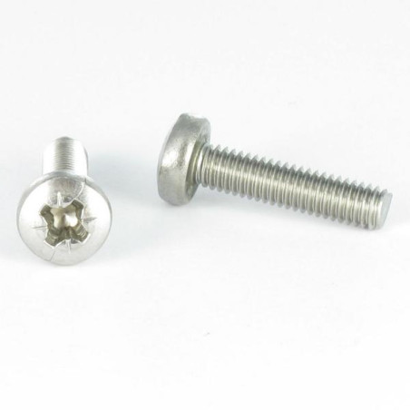 1 x Vis métaux tête cylindrique bombée large Pozi N°1 M3X10 Acier zingué microvis