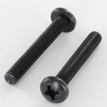 1 x Vis métaux tête cylindrique bombée large Pozi N°3 M6X25 Acier zingué noir