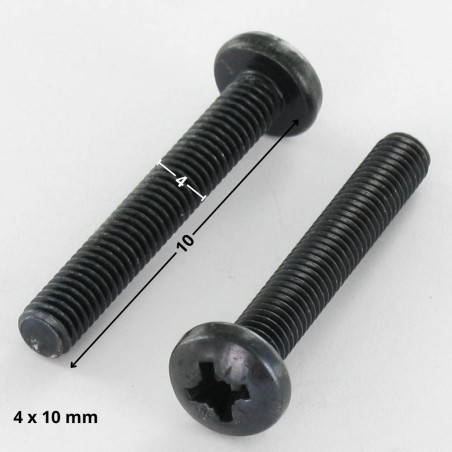 1 x Vis métaux tête cylindrique bombée large Pozi N°2 M4X10 Acier zingué noir