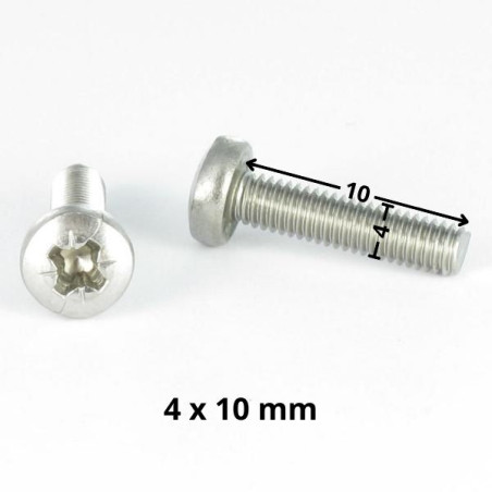 1 x Vis métaux tête cylindrique bombée large Pozi N°2 M4X10 Acier zingué