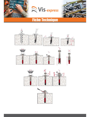 1 x Vis béton Tête fraisée FISCHER ULTRACUT FBS...