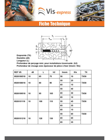 1 x Vis béton Tête fraisée FISCHER ULTRACUT FBS...