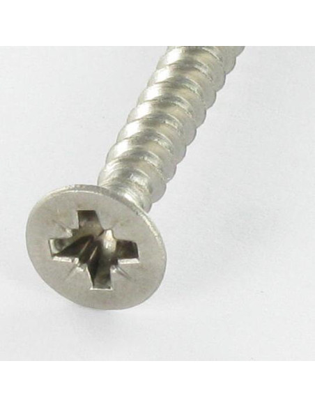 1 x VBA Vis bois agglo Tête fraisée Pozi N°2 3.5X12 Filetage total Inox A4