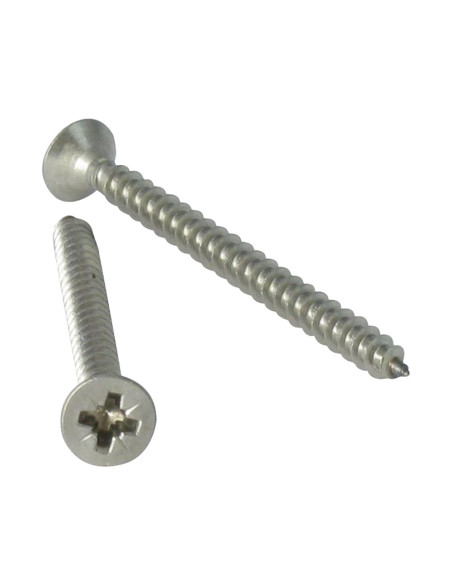 1 x VBA Vis bois agglo Tête fraisée Pozi N°2 3.5X25 Filetage total Inox A4