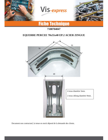1 x Equerre de fixation réglable 70X55X40...