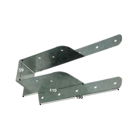 1 x Sabot poutre bois avec lèvre pliable Sendzimir 59X110