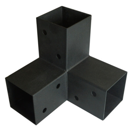 1 x Connecteur / Platine d'assemblage EXPRESS 3 Directions Acier zingué noir 72X165X162