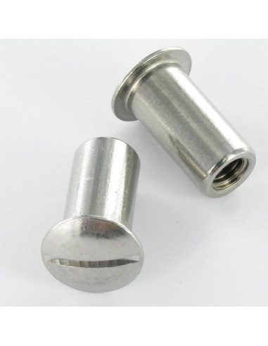 1 x Ecrou Relieur Tête bombée Fendue 12.5X25...