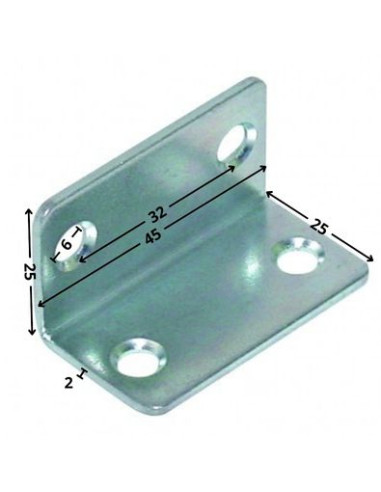 1 x Equerre 25X25X45 4 Trous Diamètre 6 Acier...