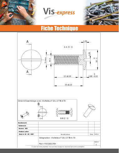 1 x Ecrou Relieur Tête bombée Fendue M4X12 5X16...