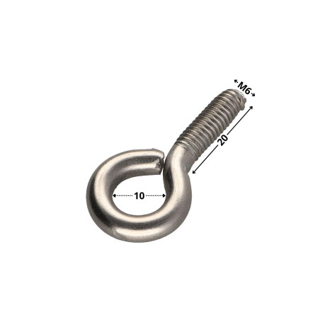 1 x Piton Métaux M6X20 Oeil 10 Inox A2