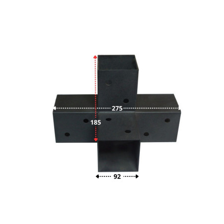 1 x Connecteur / Platine d'assemblage EXPRESS 4 Directions Acier zingué noir 92X185X275