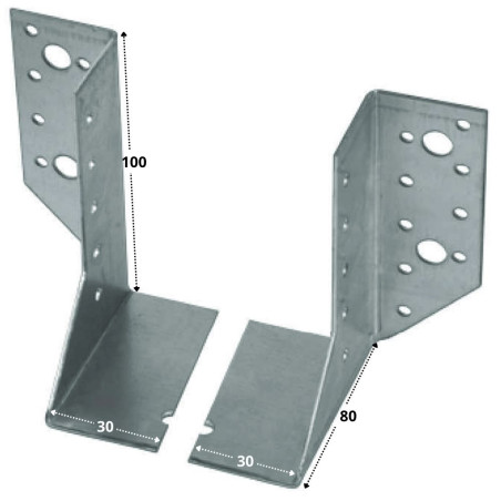1 x Ensemble 2 Sabot de charpente Gauche Droite Sendzimir 30X100