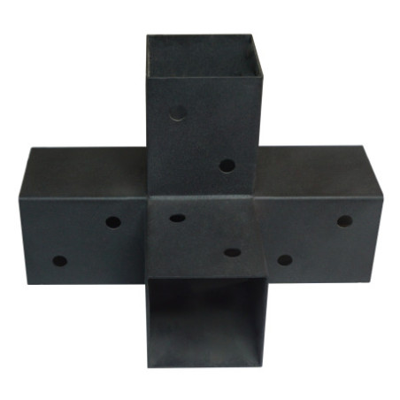 1 x Connecteur / Platine d'assemblage EXPRESS 4 Directions Acier zingué noir 122X266X326
