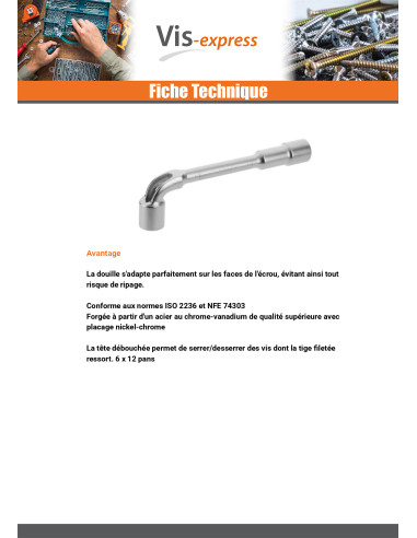 1 x Clé à pipe débouchée STANLEY 6X12 pans 24 MM