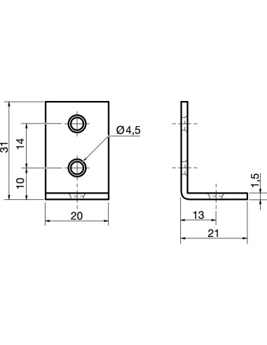 1 x Equerre de fixation 31X20X21 Acier zingué