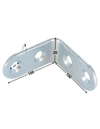 1 x Equerre 100X100X20 4 Trous Diamètre 4.5...