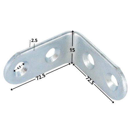 1 x Equerre 72.5X72.5X15 4 Trous Diamètre 4.5 Acier zingué