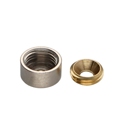 1 x Rosace cyndrique ou cache vis (1 rosace et 1 cuvette de vis) Laiton nickelé Diamètre 15 Vis 3 à 4.5