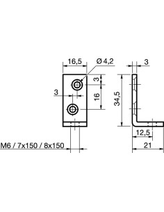 Equerre de fixation Trou Taraudé M8X150 Acier zingué 2