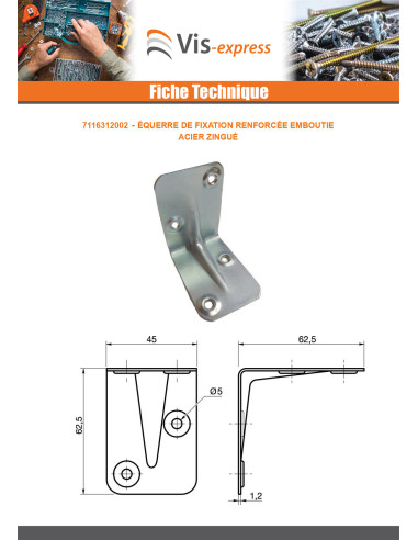 1 x Equerre de fixation renforcée emboutie...