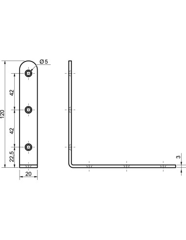 1 x Equerre de fixation Longue 90° 120X20X3...