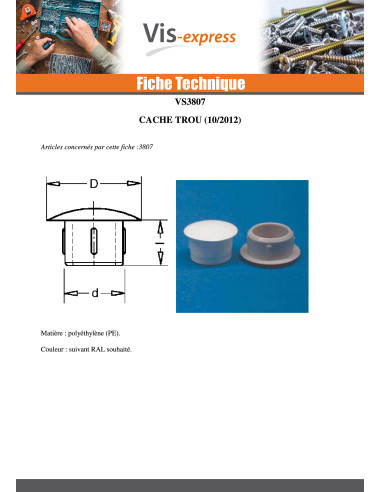 1 x Cache Trou 12/5.5 Longueur 5.6 Aluminium...