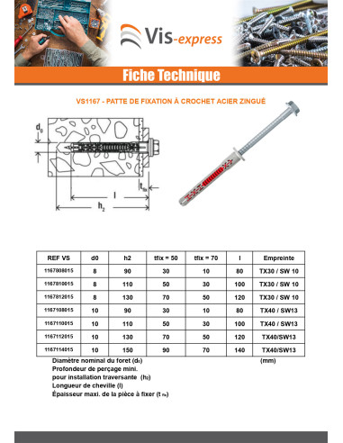 1 x Cheville DUOXPANF Tête hexagonale TH 10X100...