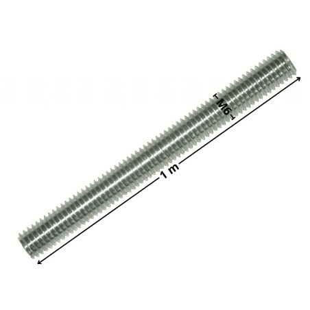 1 x Tige filetée M6 Longueur 1 mètre Classe 4.8 Acier zingué