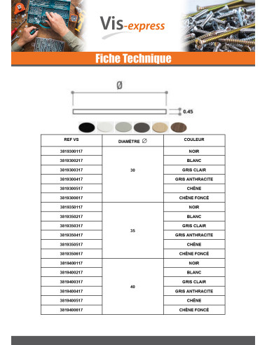 1 x Cache adhésif Diamètre 13 Blanc