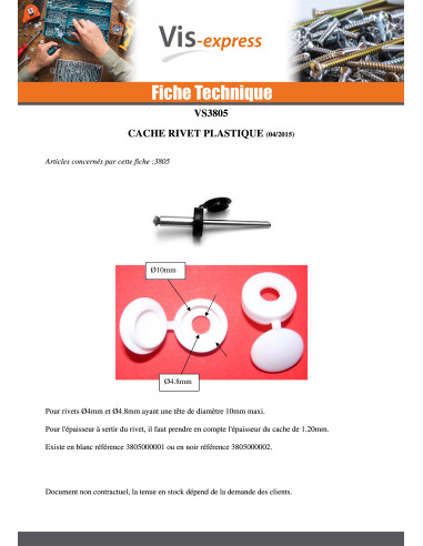 1 x Cache Rivet Polyethylène noir