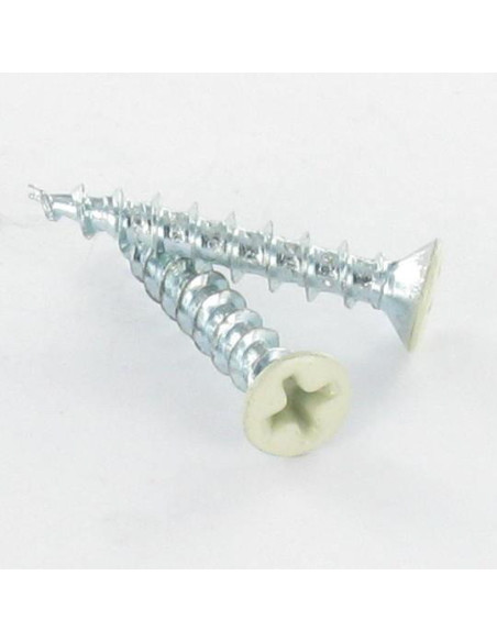1 x Vis pvc Tête fraisée bombée TFB Phillips 4.3X55 Acier zingué RAL1015 ivoire clair