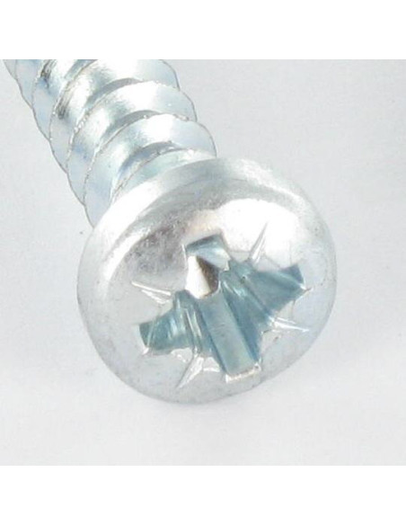 1 x Vis pvc Tête cylindrique TC Pozi 6X30 Filet 40 Degrès Acier zingué
