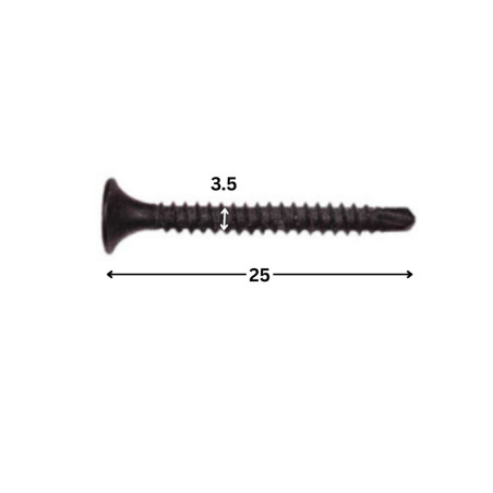 1 x Vis pour plaque de plâtre à Bout Vis autoperceuse Phillips n° 2 3.5X25 Acier phosphate