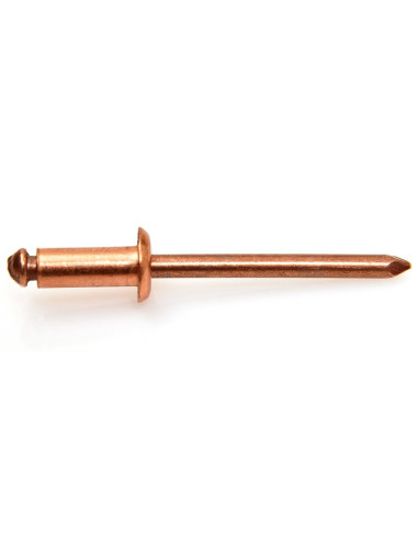 1 x Rivet Tête Ronde Standard cuivre tige acier...