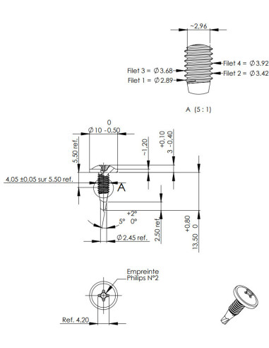 1 x Vis autoperceuse Poelier Phillips 4X13...