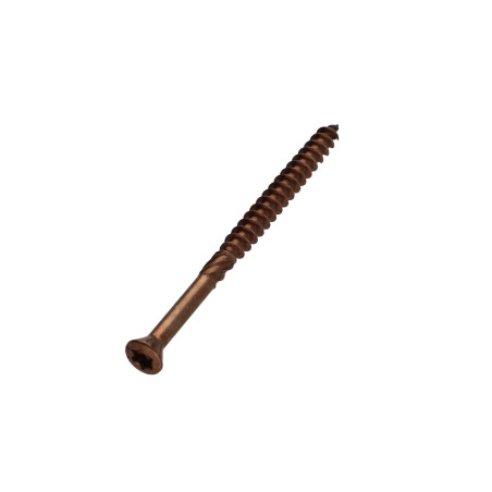 1 x Vis terrasse TEKOR Tête fraisée bombée TFB TORX T25 5X70 Pointe antifendage type 17 Inox A4 Brun