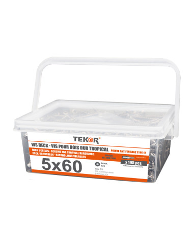 1 x Seau de 195 Vis DECK TEKOR 5X60 Pointe...